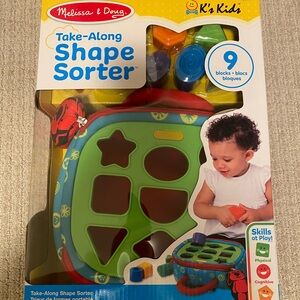 Melissa & Doug Take-Along Shape Sorter - Green and Blue
